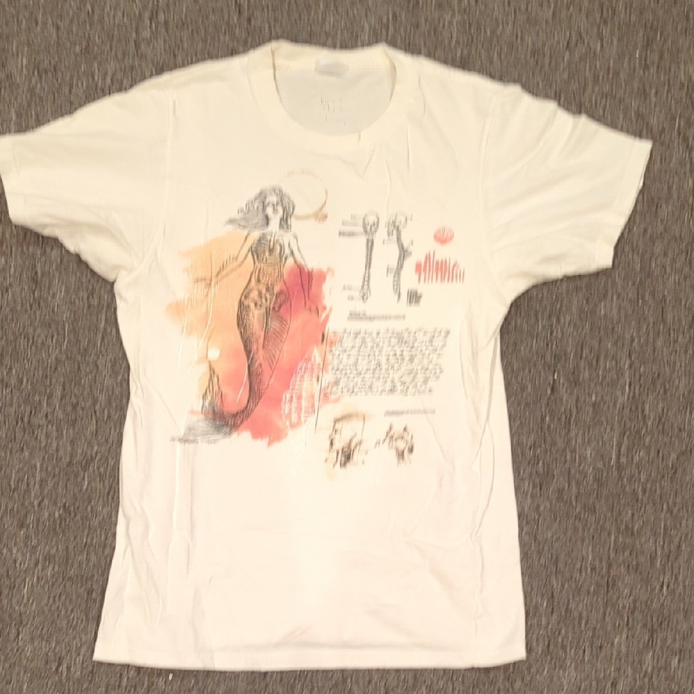 Threadless White Tee with Artistic Mermaid Design